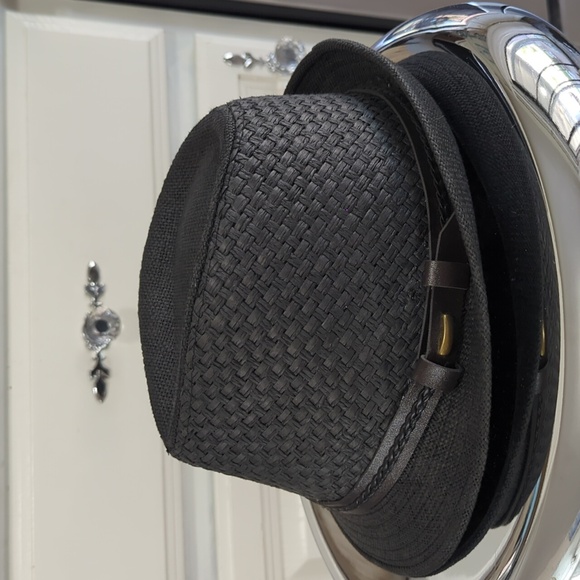 Unbranded Accessories - Classic Black Straw Fedora – Size 58 Unisex Summer Travel Hat